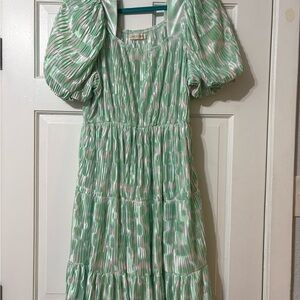 Stylish Green and White Kids Dress